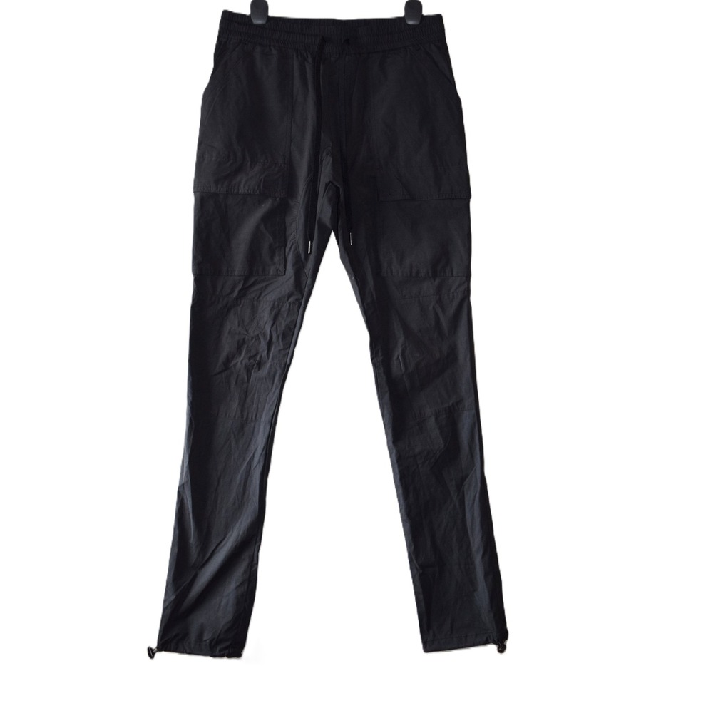 PacSun Cargo Pants Mens M Long Black Excellent Utility Drawstring Bungee Cuffs